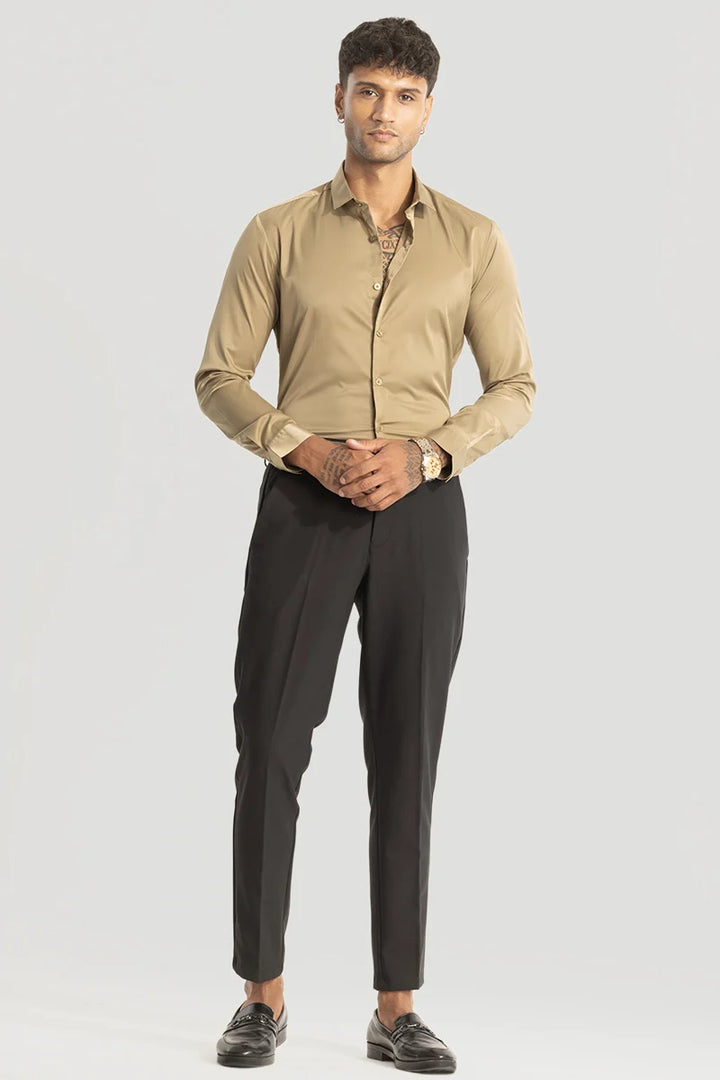 Khaki Slim Fit Stretch Shirt