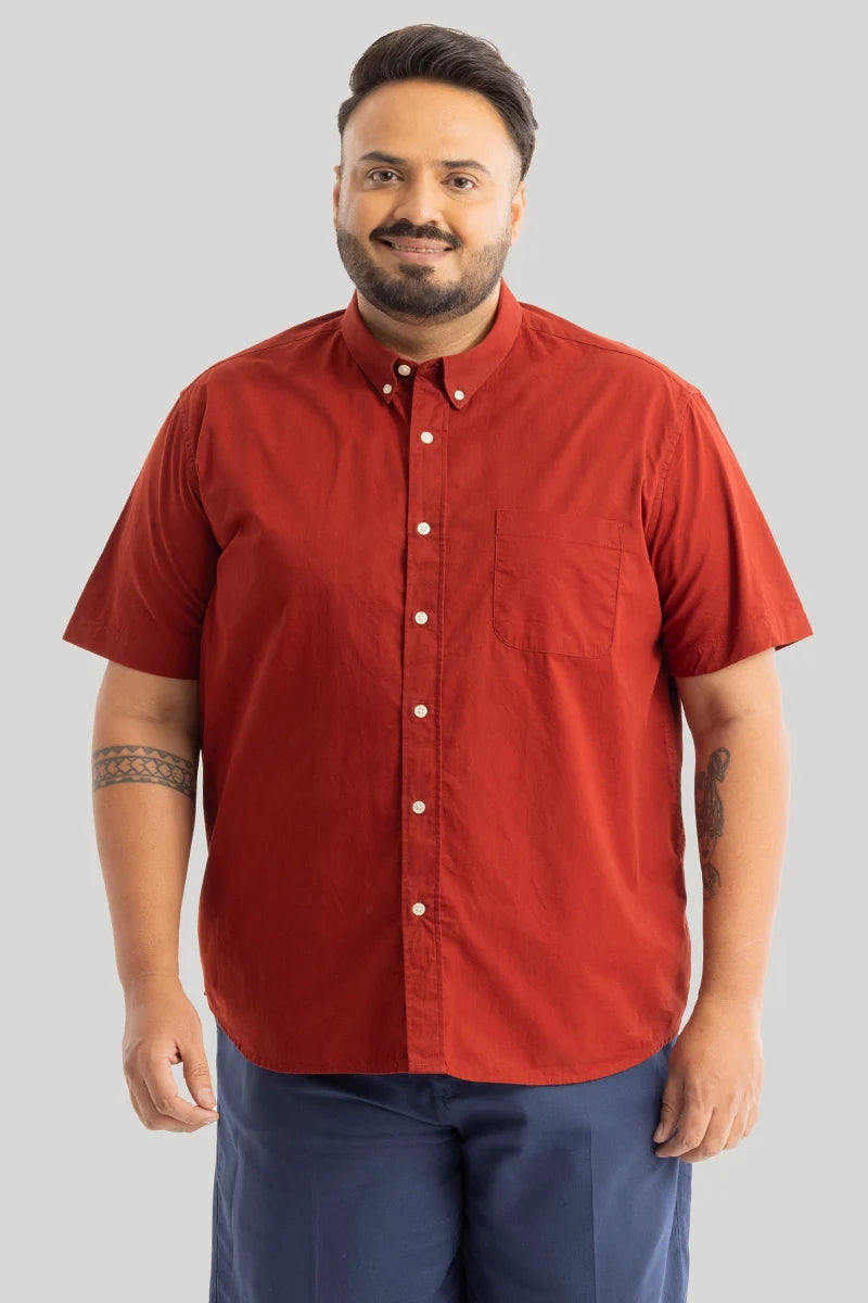 Downtown Red Oxford Plus Size Shirt