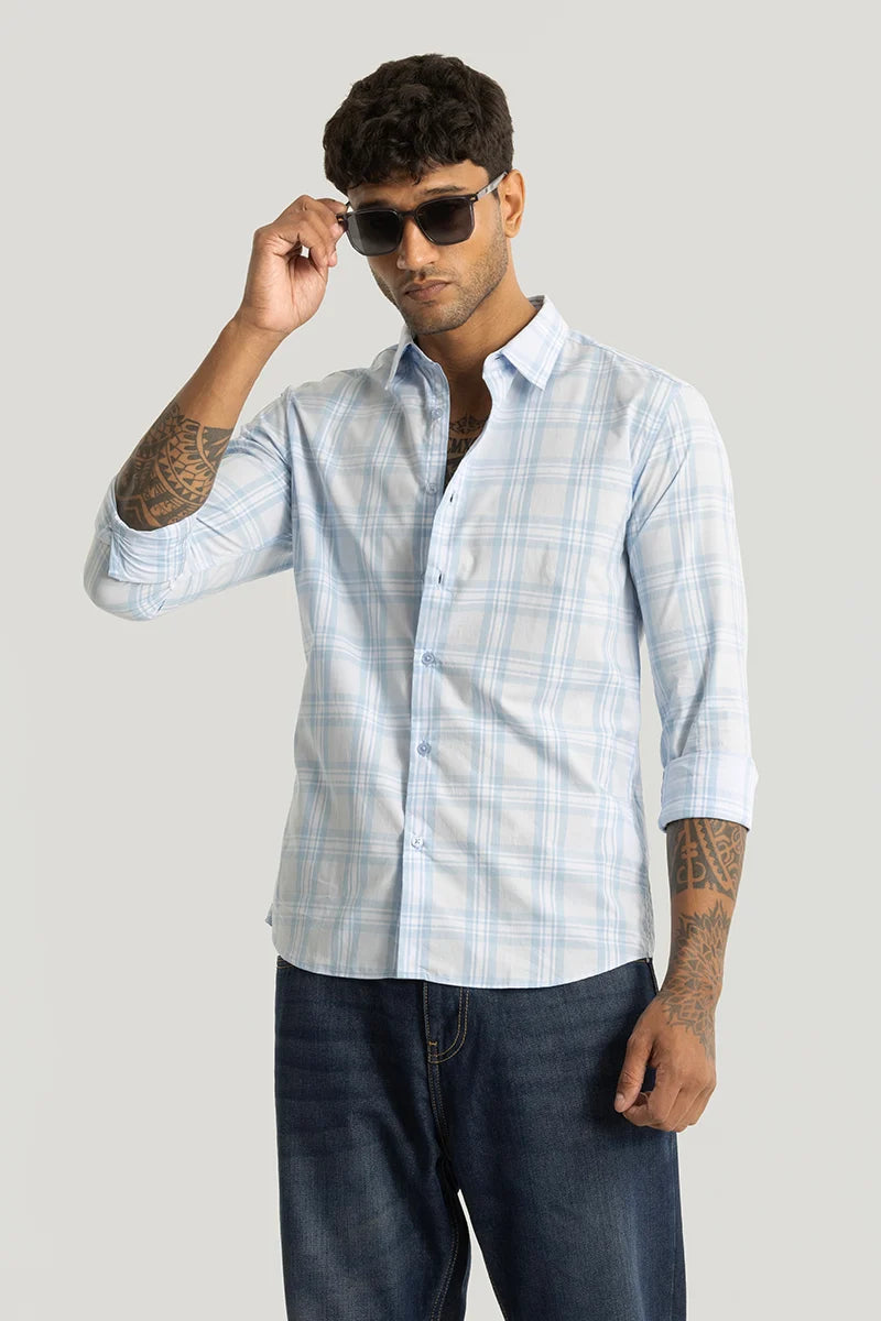 Luc Light Blue Checks Shirt