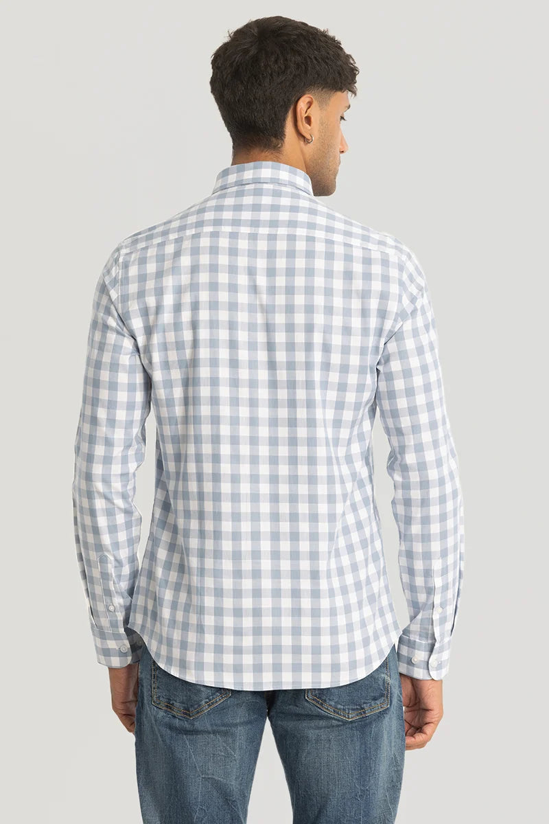 Light Blue Slim Fit Checks Shirt