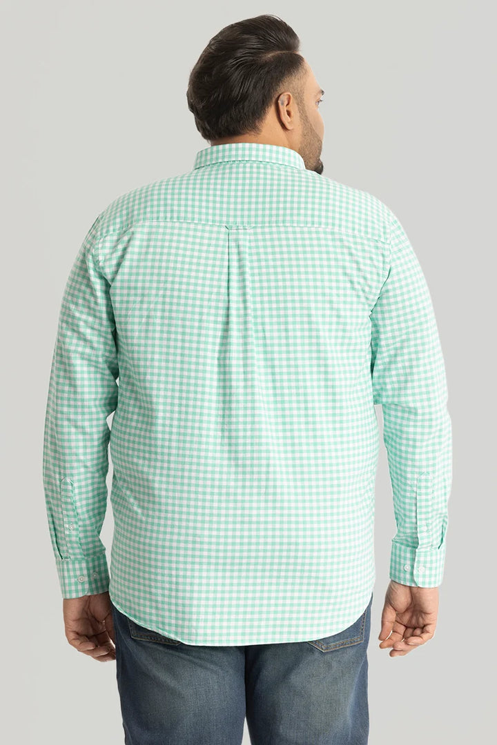 Green Oxford Checks Plus Size Shirt