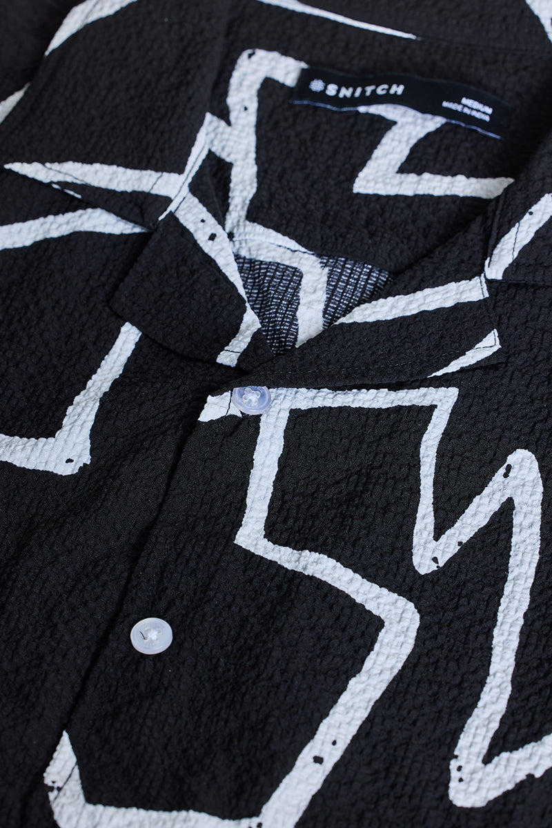 Black Abstract Slim Fit Shirt