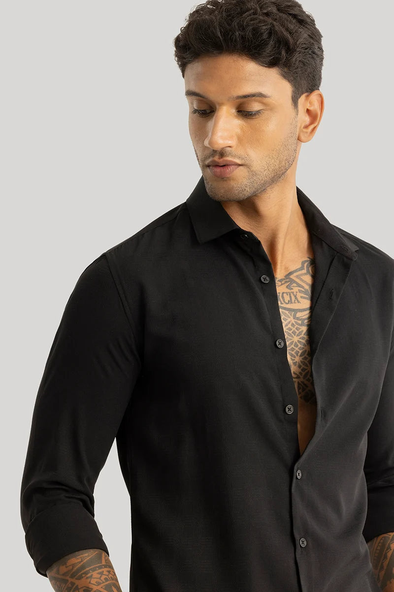 Anselmo Black Self-Design Shirt