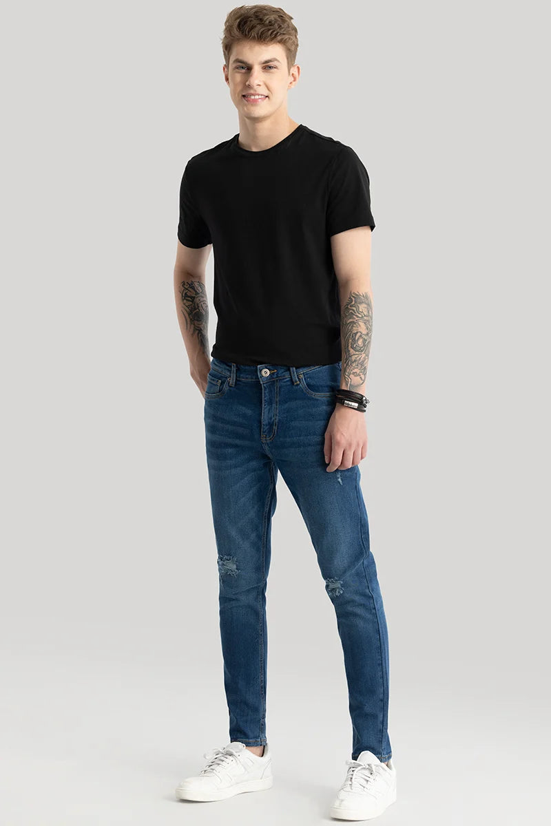 Pascaline Dark Blue Distressed Slim Fit Jeans