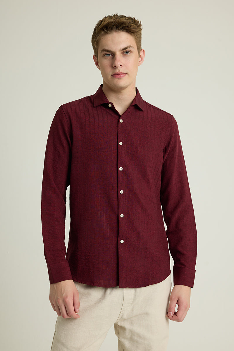 Maroon Self Stripe Shirt