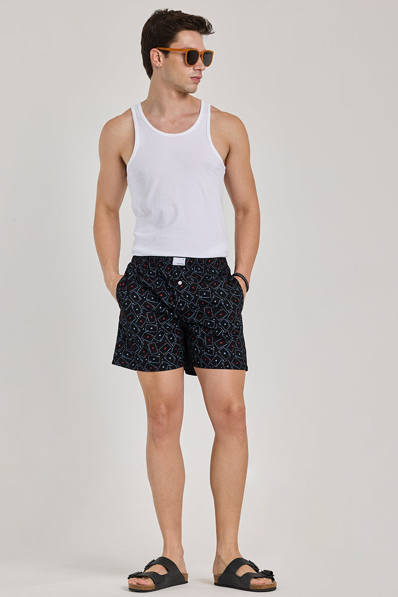 Black Printed Boxer