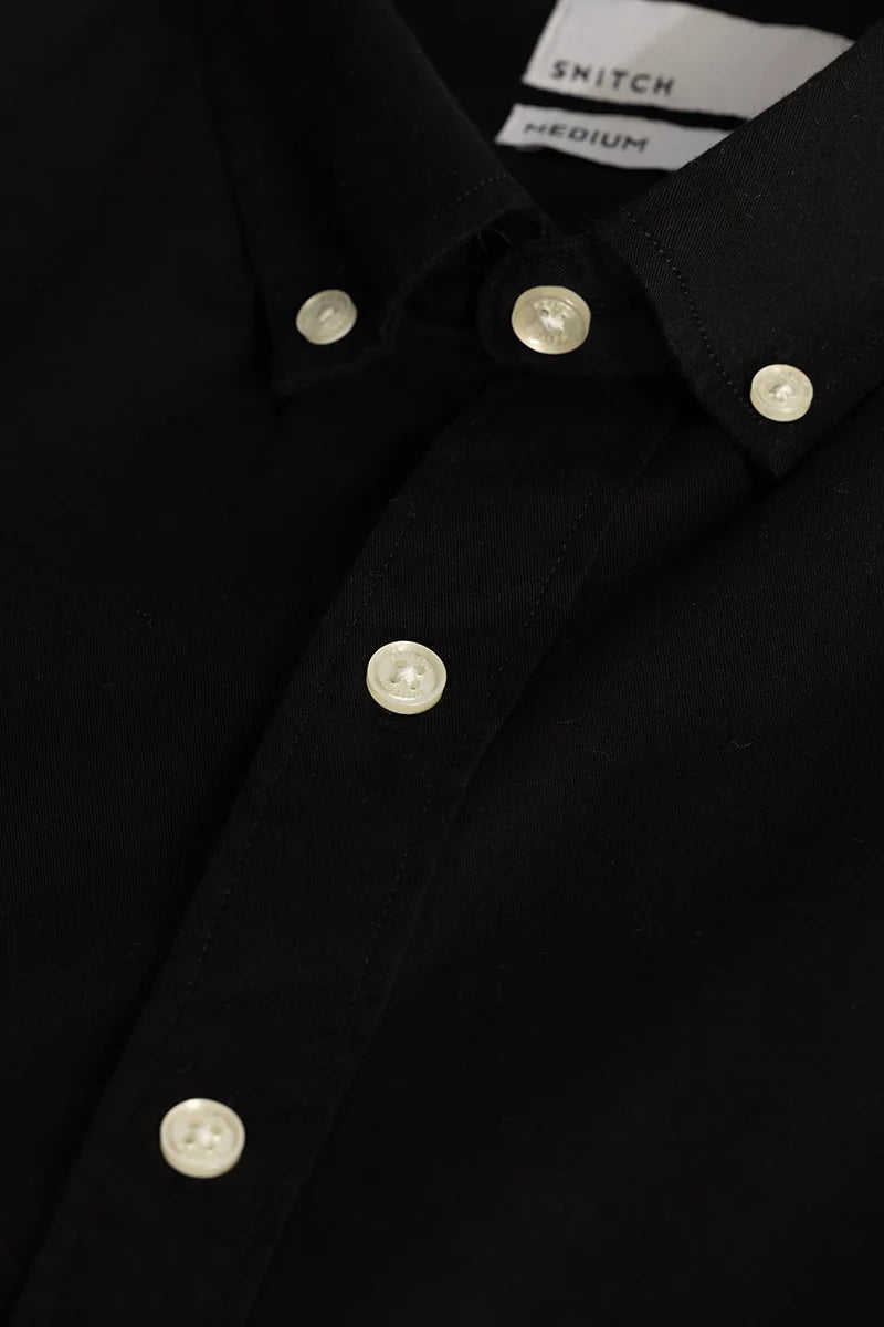 Black Elbow Patch Oxford Shirt