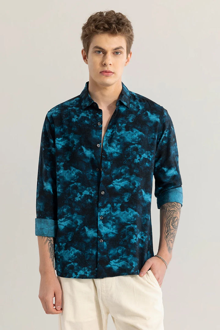 EmberFlow Navy Abstract Shirt