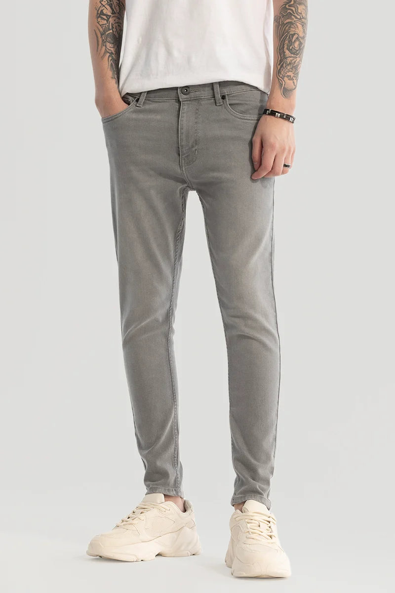 Light Grey Plain Skinny Fit Jeans