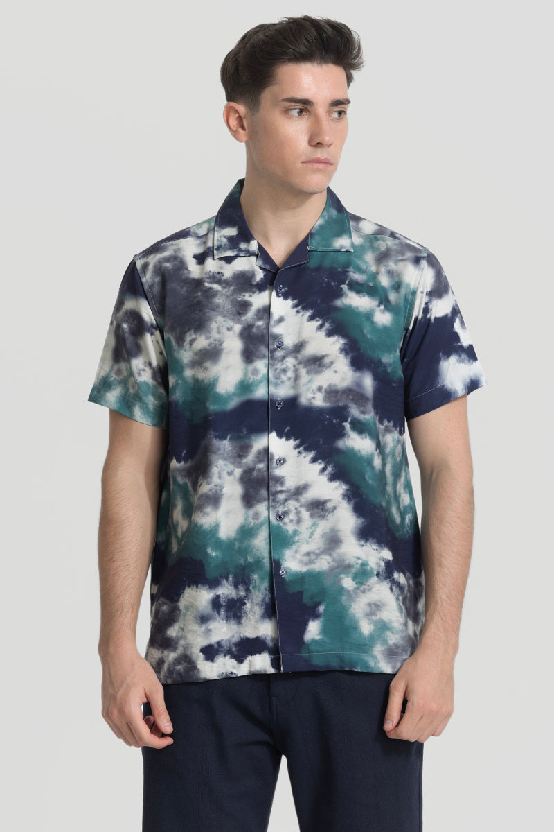 Blue Cuban Tie & Dye Shirt