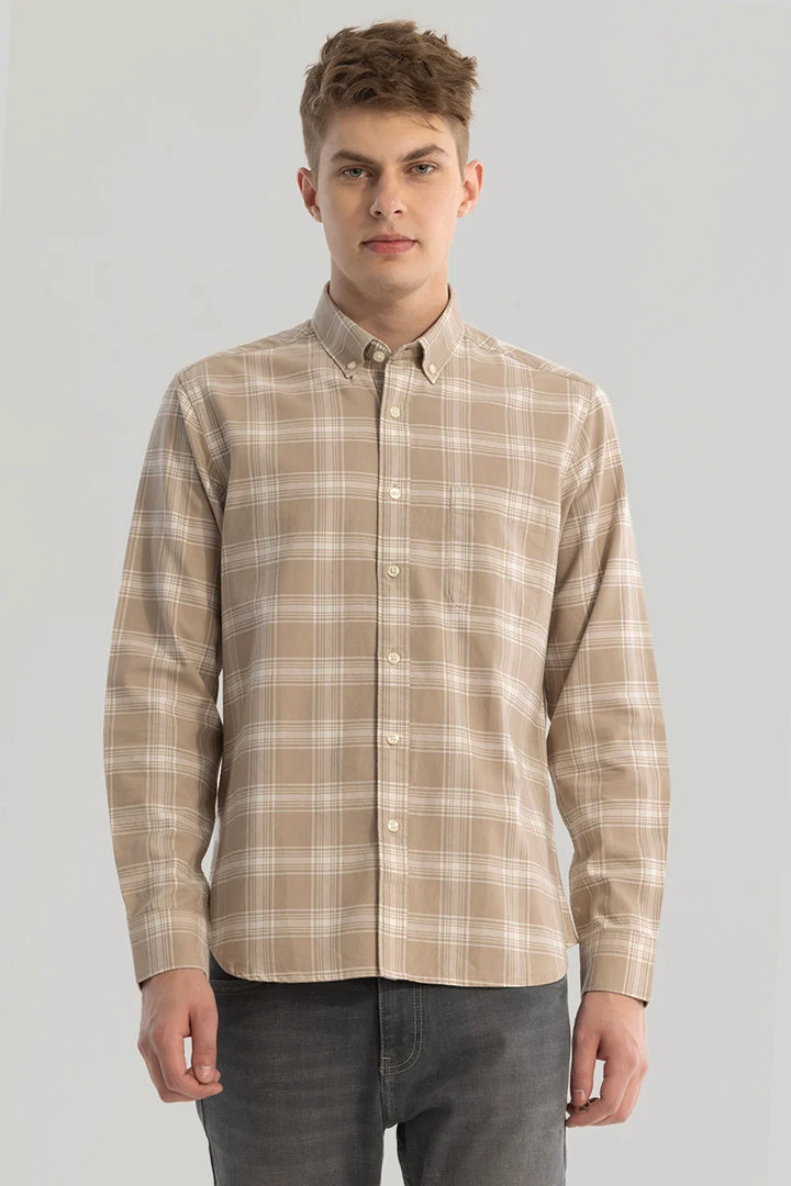 Beige Checks Oxford Shirt