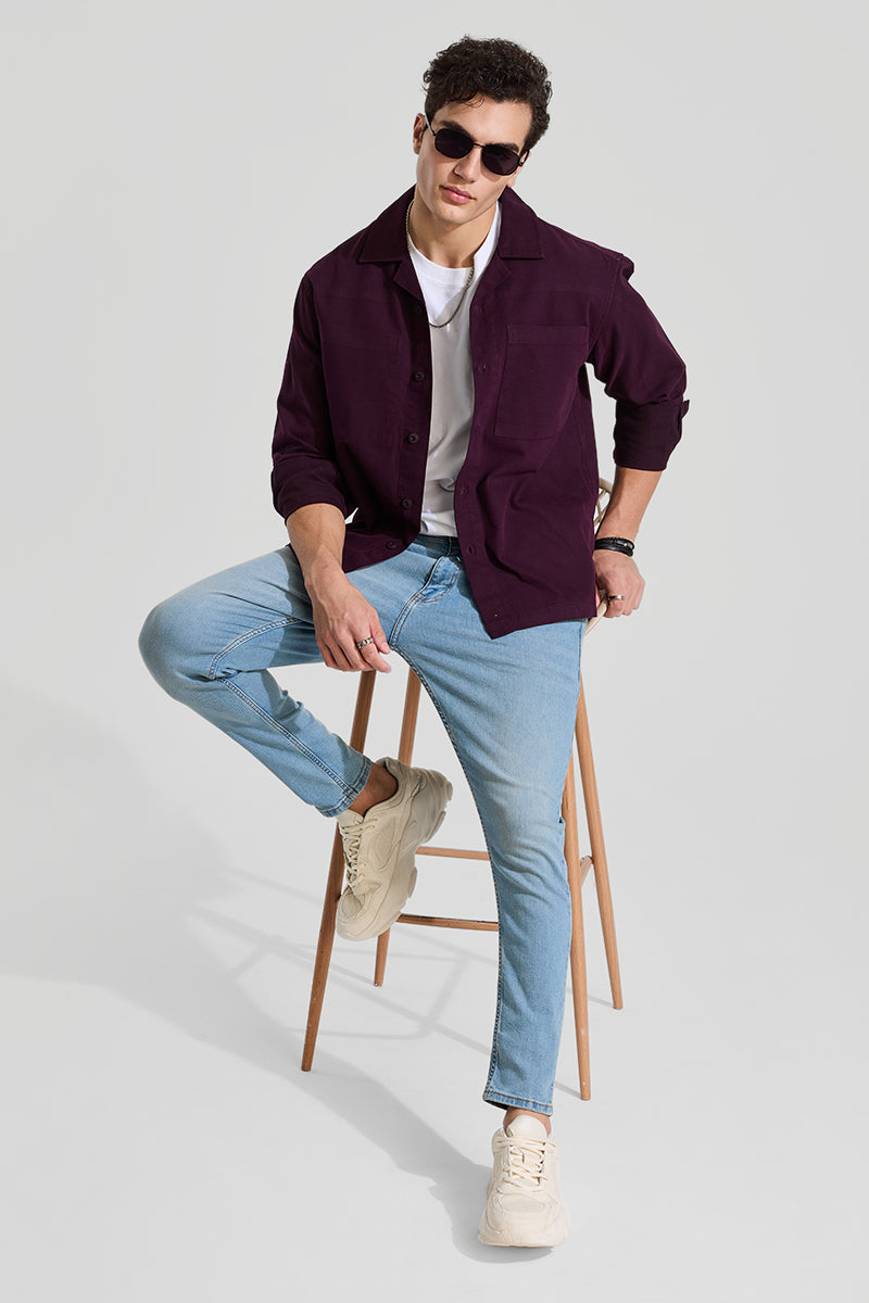 Burgundy Relaxed Fit Overshirt