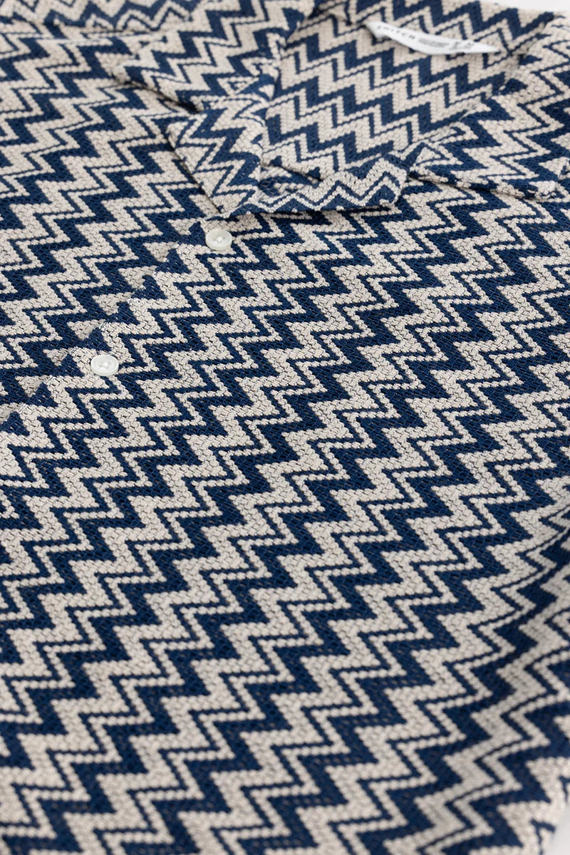 Navy Chevron Crochet Shirt