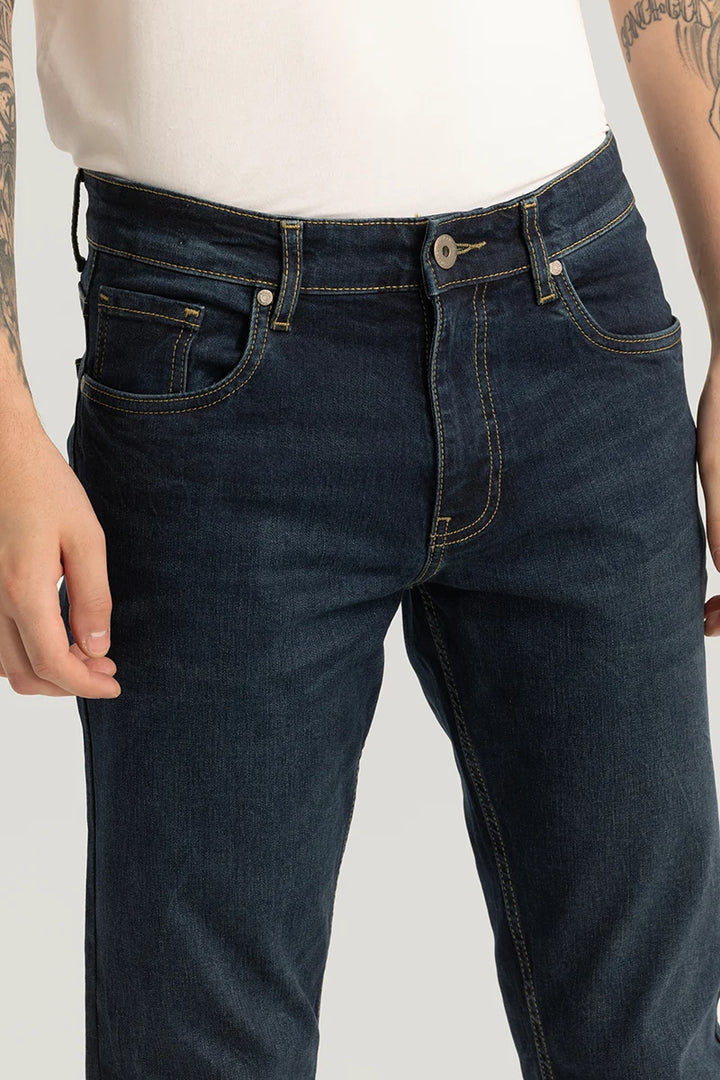 Brigitte Navy Plain Straight Fit Jeans