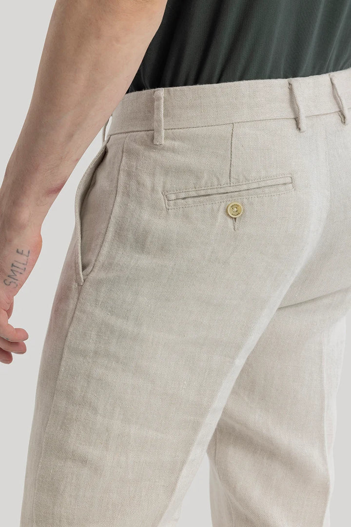 Mads Cream Plain Irish Linen Trousers