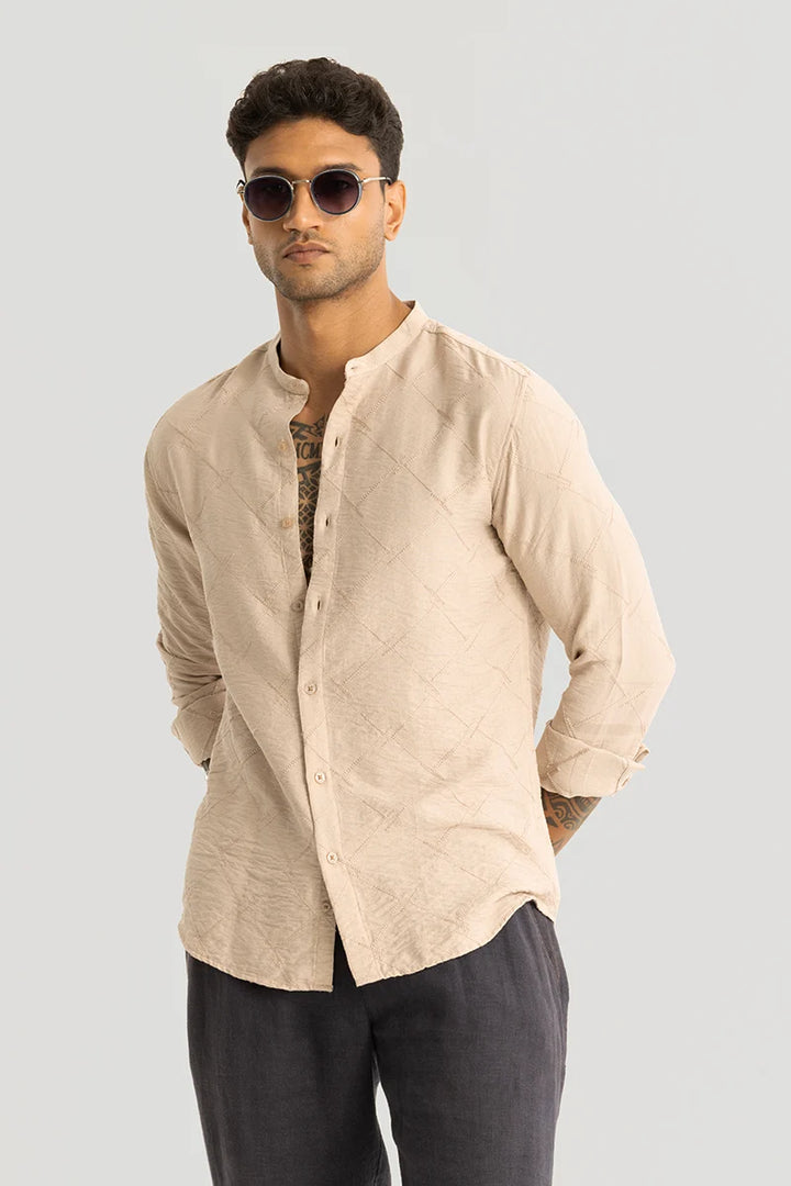 Giovanni Beige Embroidered Shirt