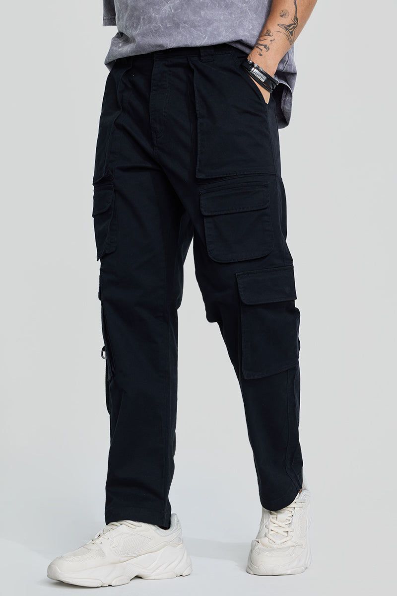 Black Relaxed Fit Cargo Pants