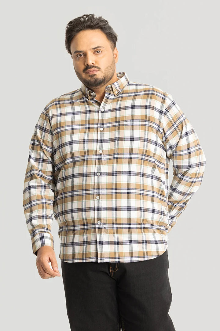 Ciro Beige Checks Plus Size Shirt