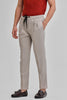 Beige Textured Relaxed Fit Trousers