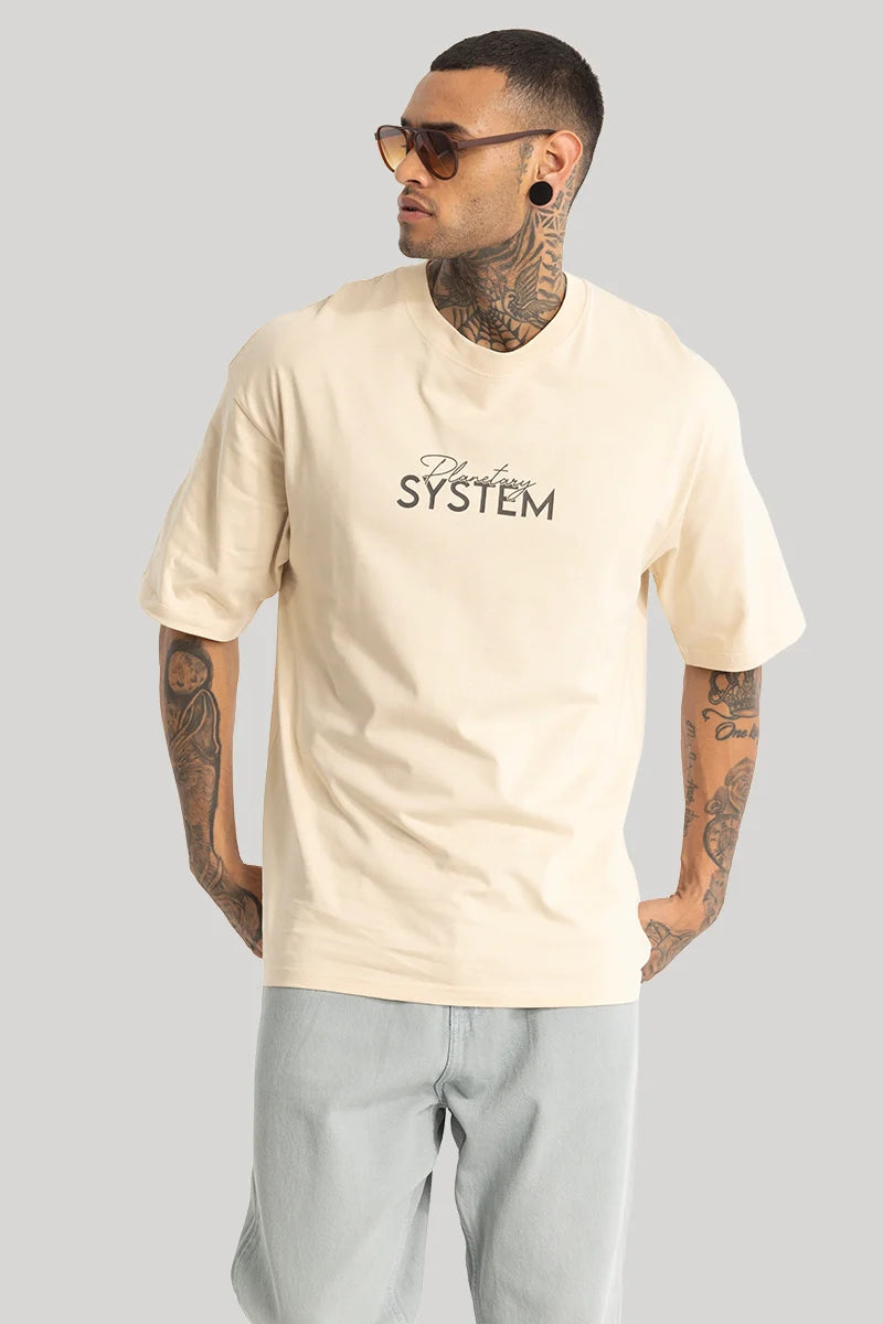 Planetary Cream Oversized Fit T-Shirt