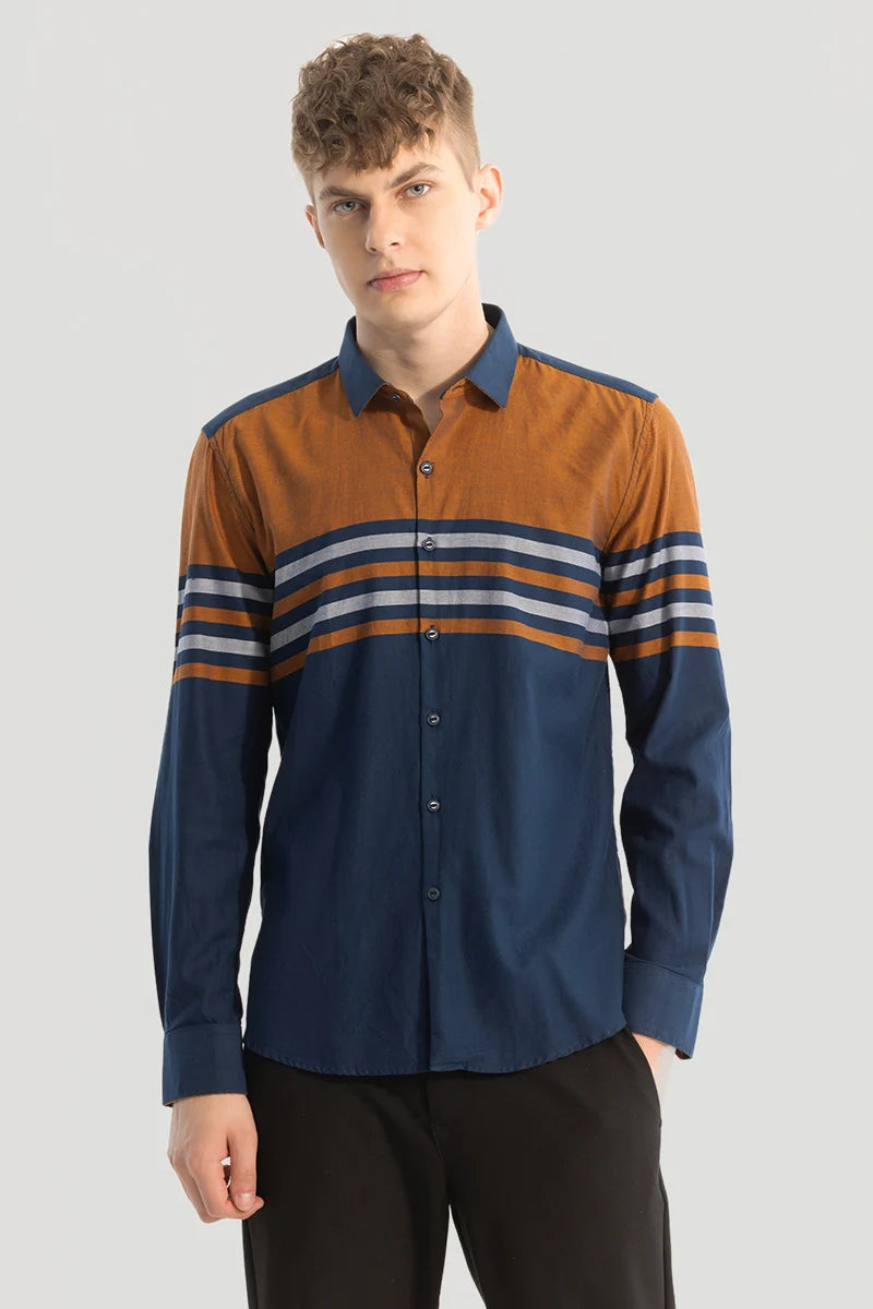 Navy Stripes Slim Fit Shirt