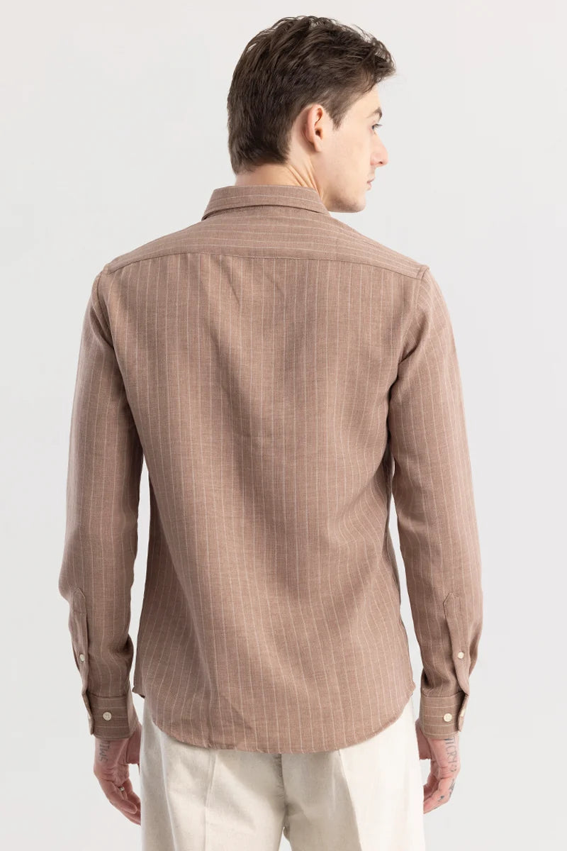 Linen Line Brown Stripe Shirt