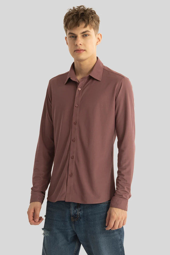 Carmine Mauve Knitted Shirt