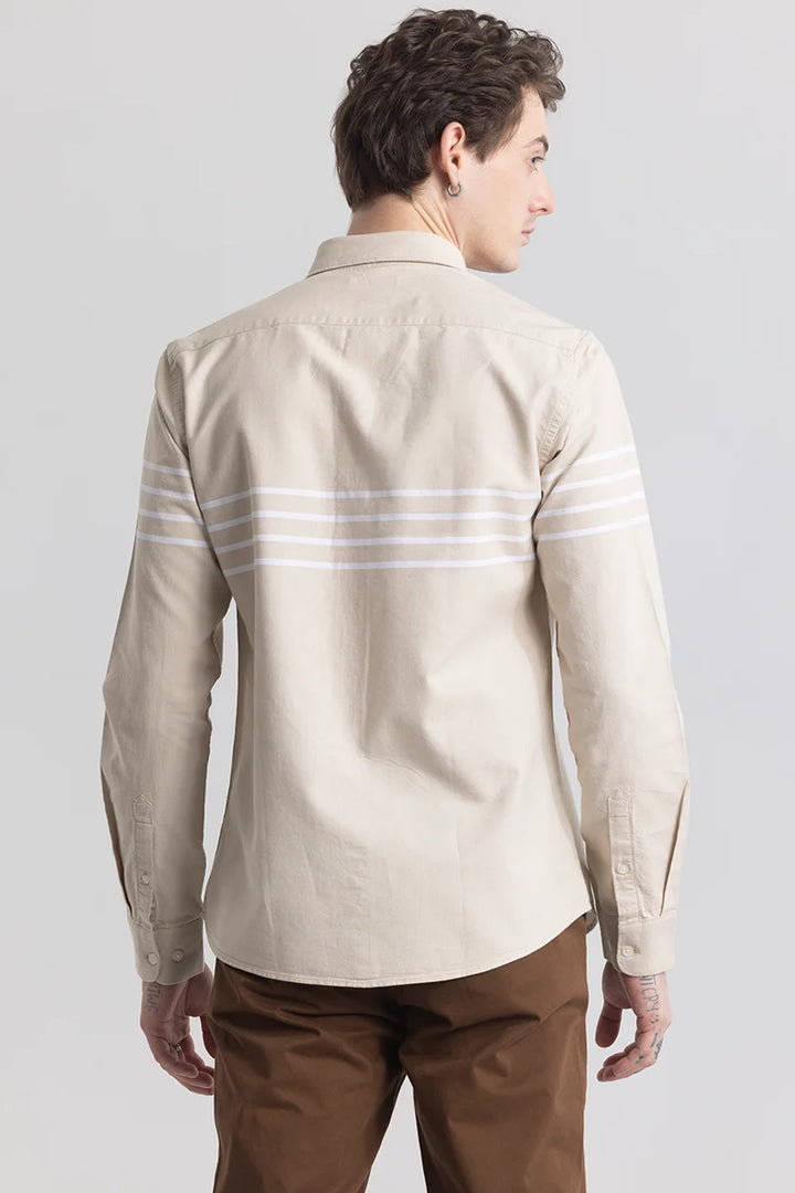 Line Thread Stripe Beige Shirt