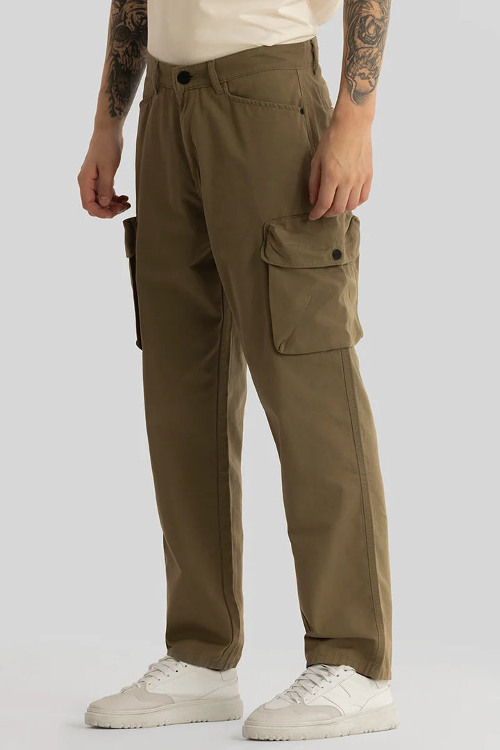 Zoe Khaki Loose Fit Cargo Pants