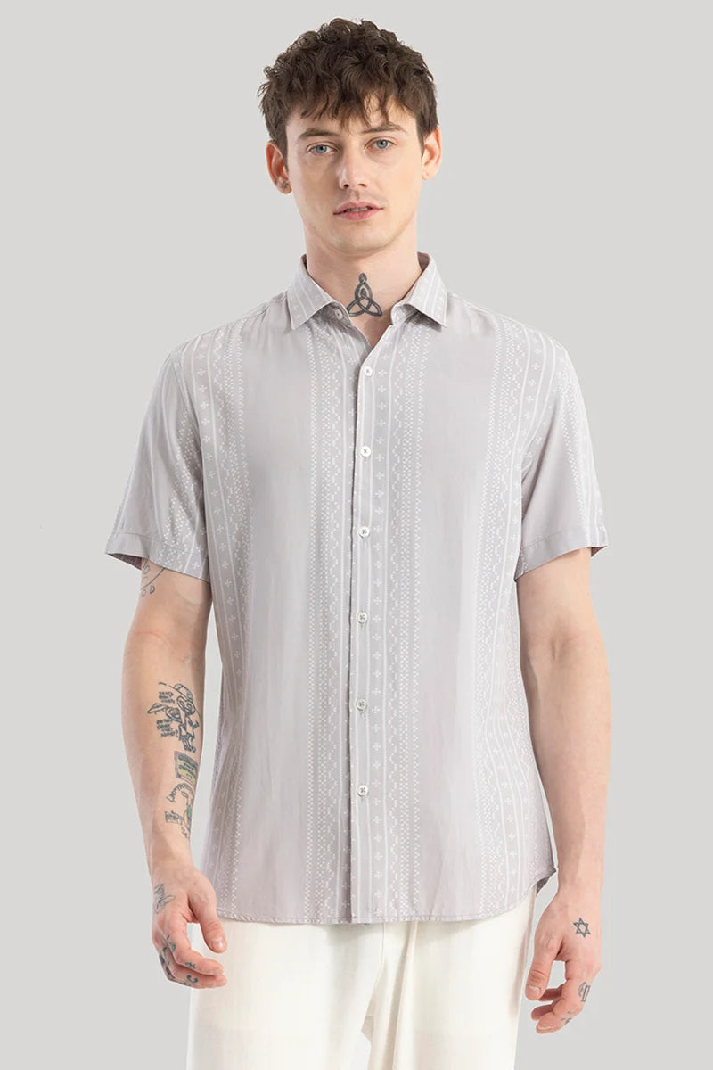 Kolam Light Grey Geometric Shirt