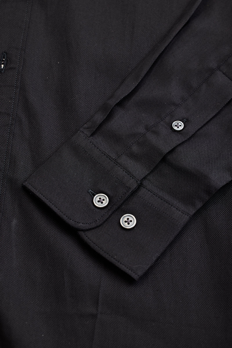 Black Solid Twill Shirt