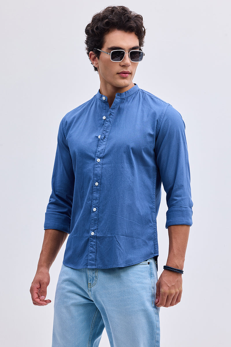 Blue Mandarin Shirt