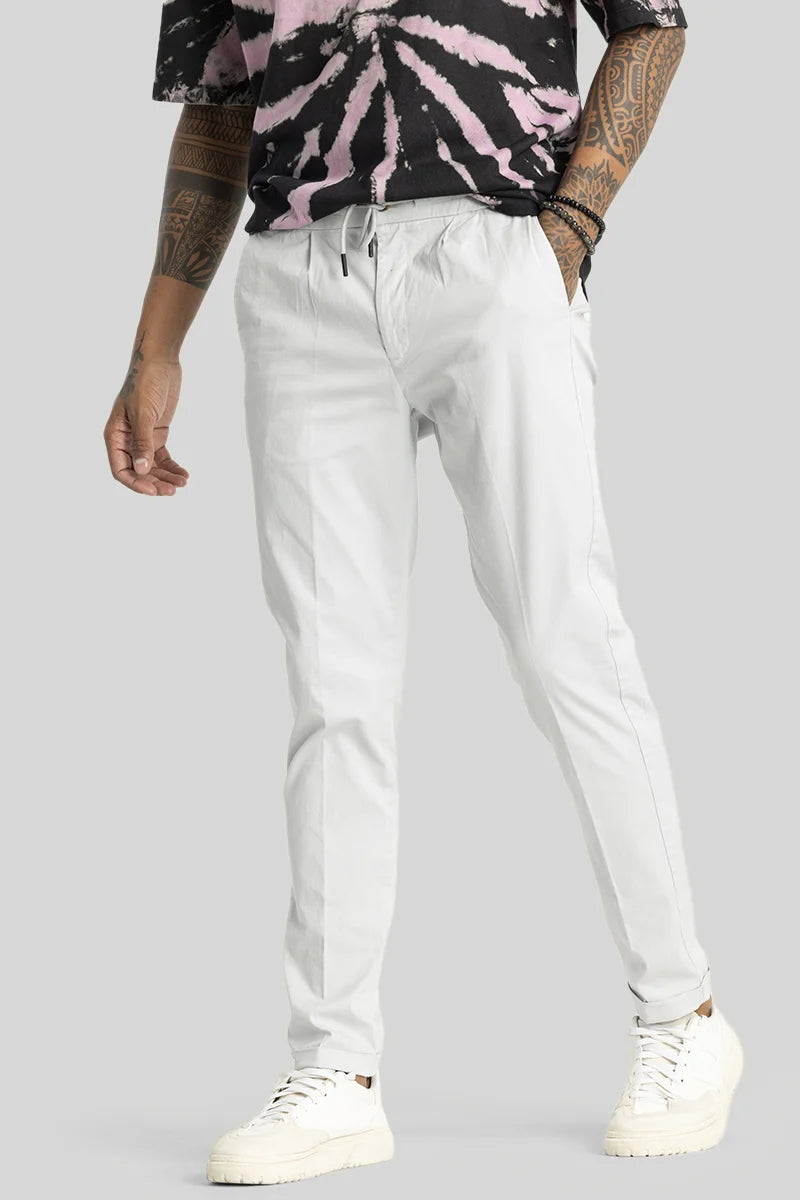 Angelo Light Grey Plain Slim Fit Chinos