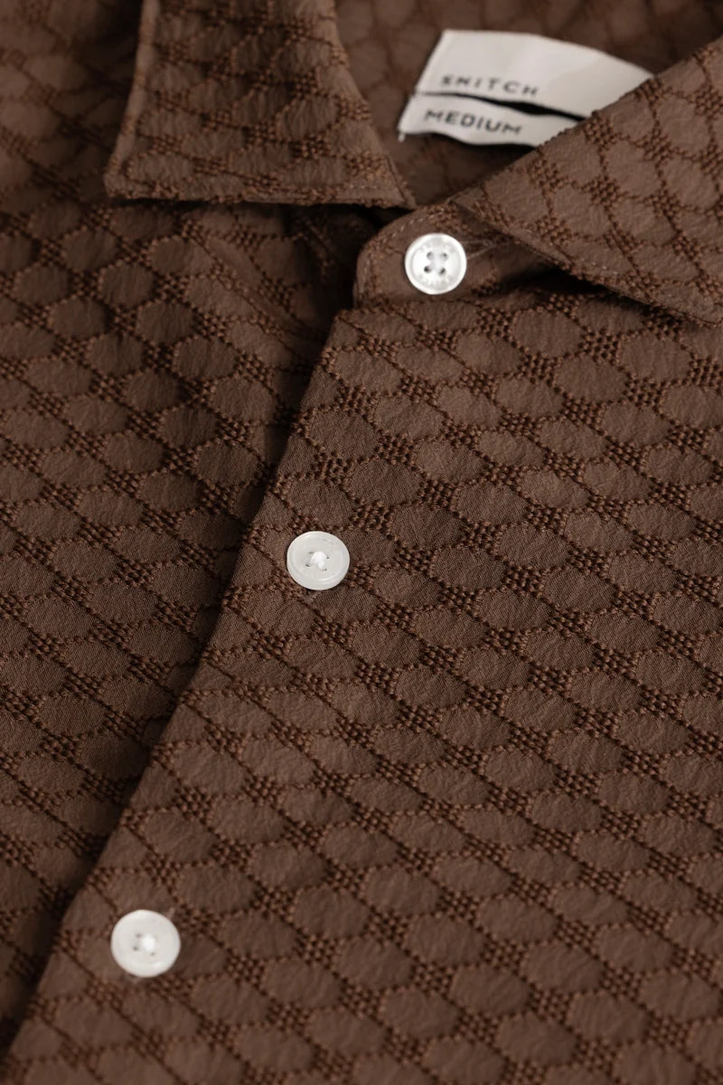 Light Brown Textured Stretch Shirt