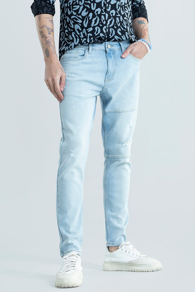 Elite Edge Blue Distressed Skinny Fit Jeans