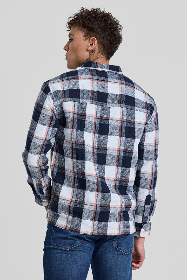 Navy Box Fit Tartan Shirt