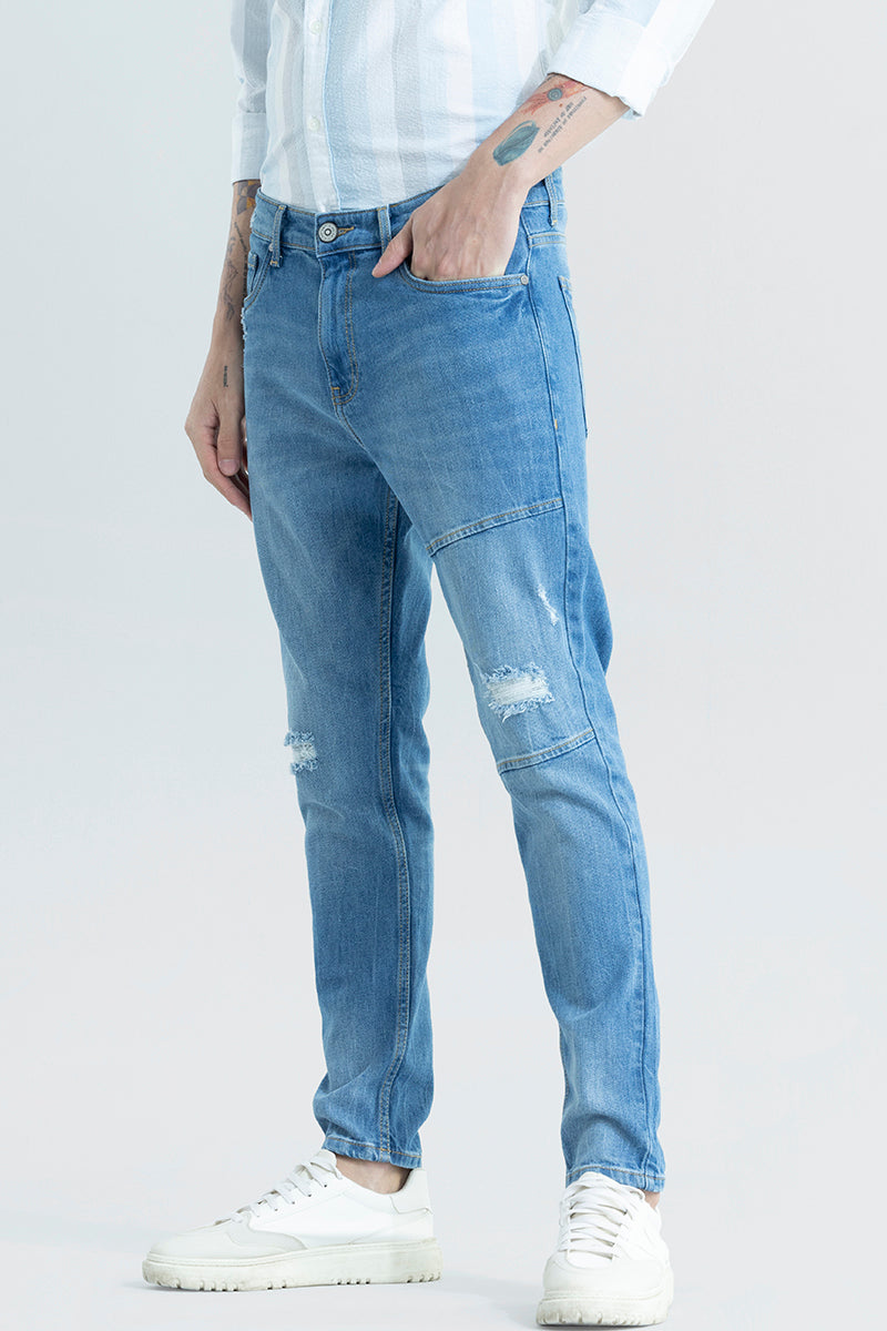 Elite Edge Cadet Blue Distressed Skinny Fit Jeans