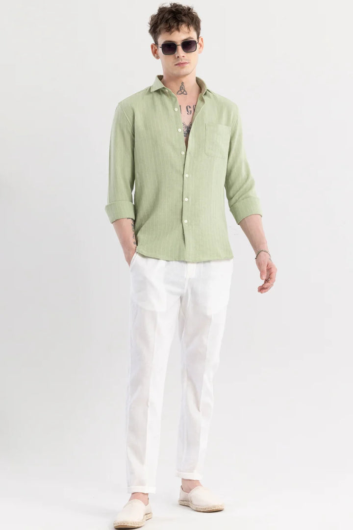 Linen Line Green Stripe Shirt