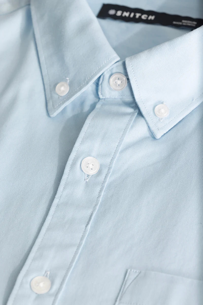 Light Blue Solid Oxford Shirt