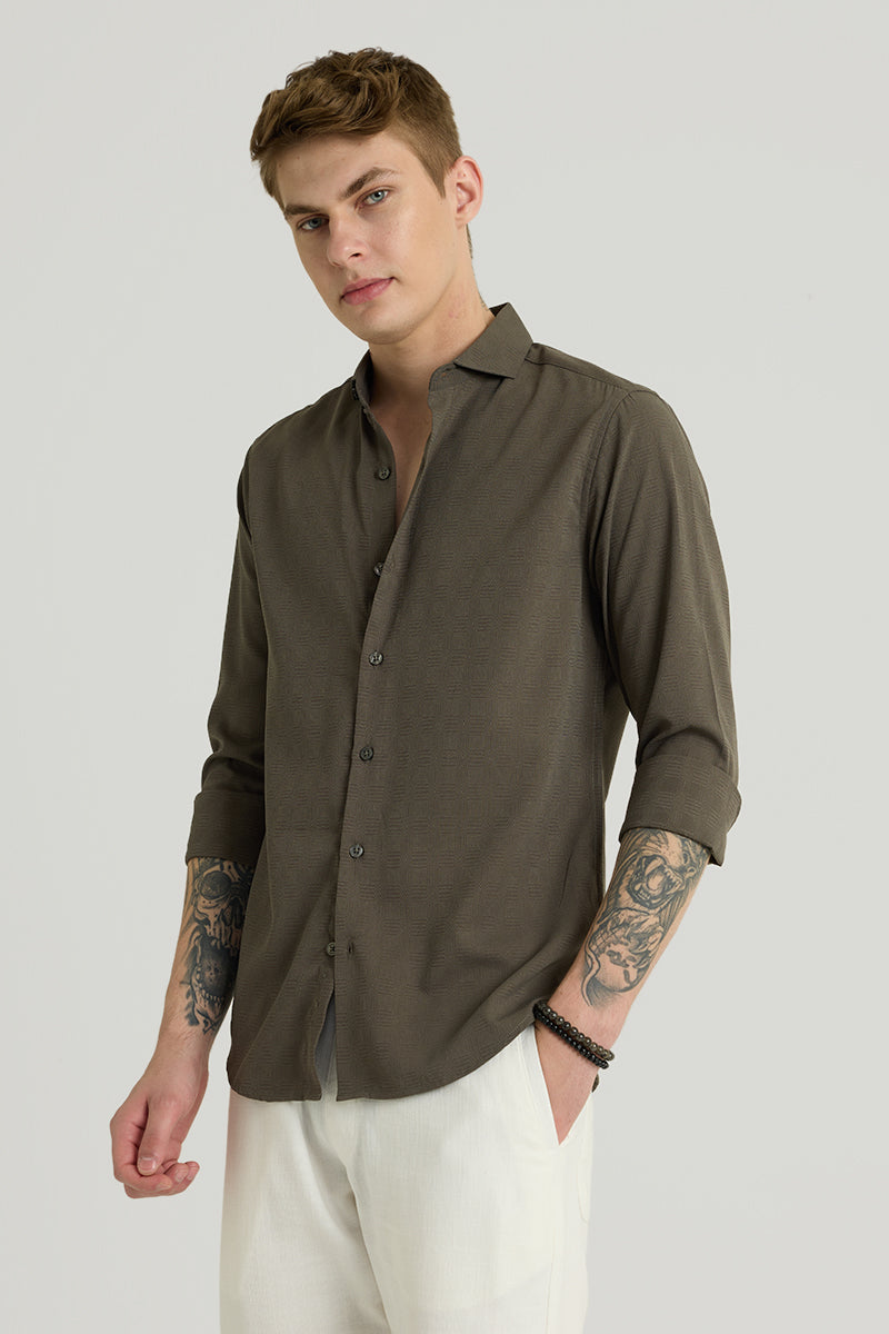 Olive French Collar Shirt