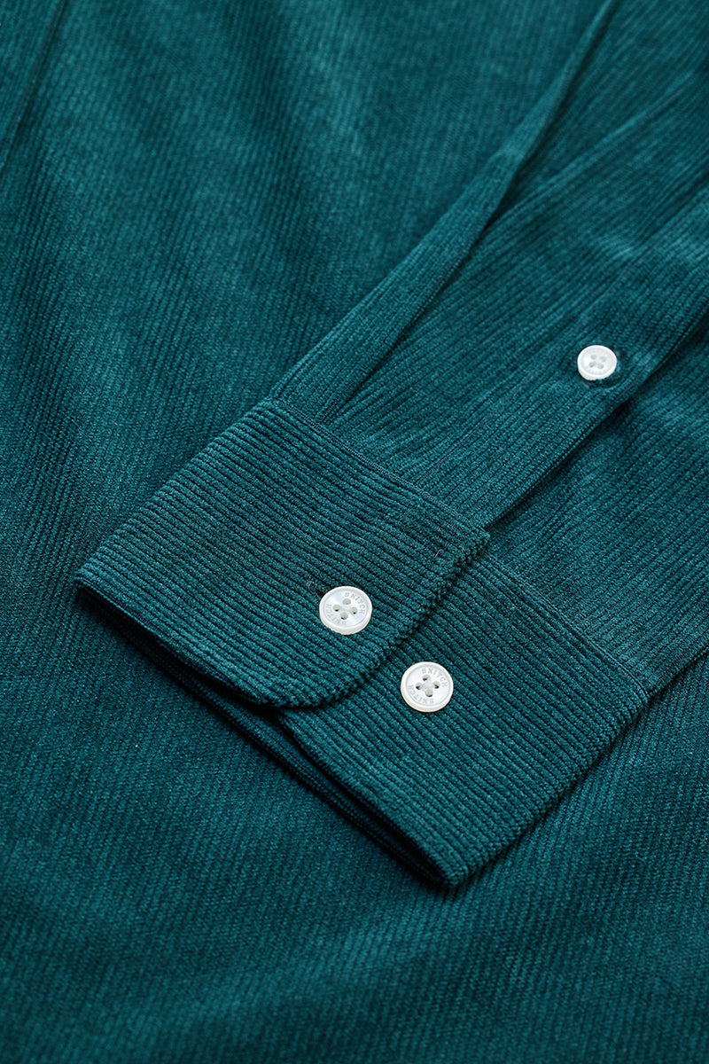 Dark Green Slim Fit Corduroy Shirt