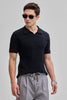 Black Knitted Polo T-Shirt