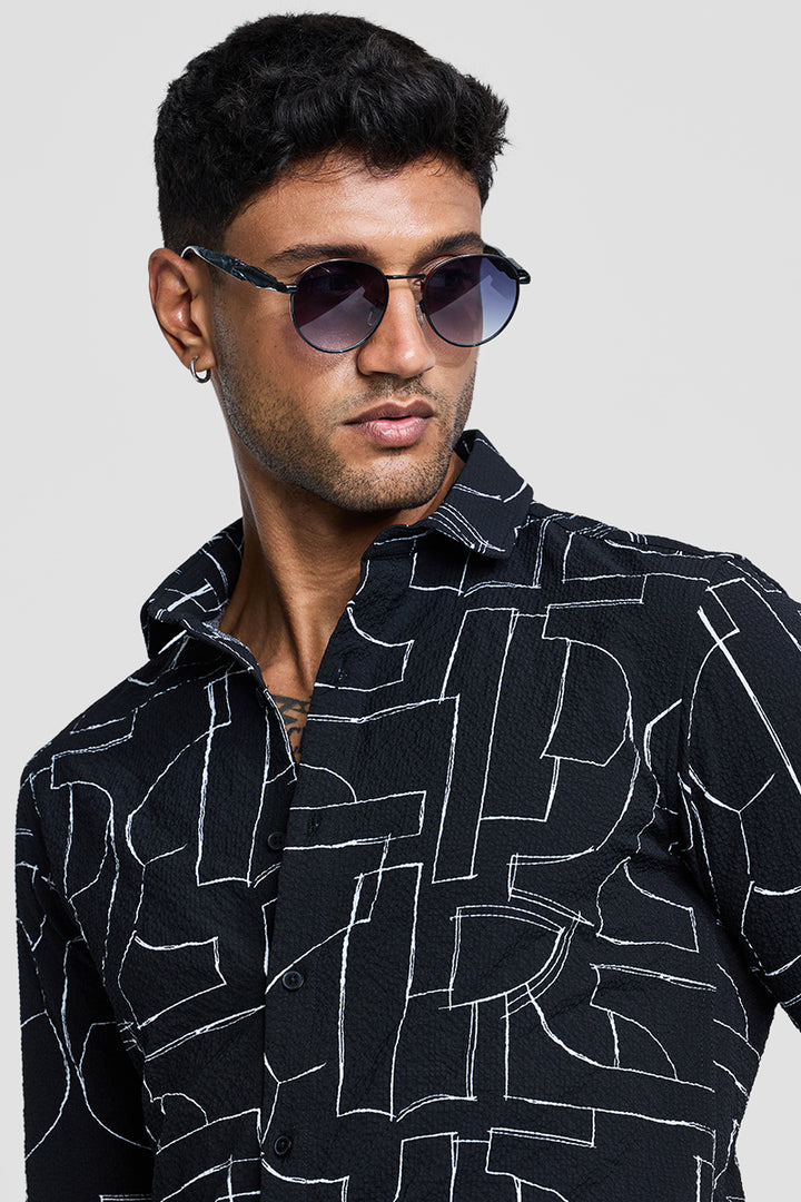 Black Textured Abstract Shirt