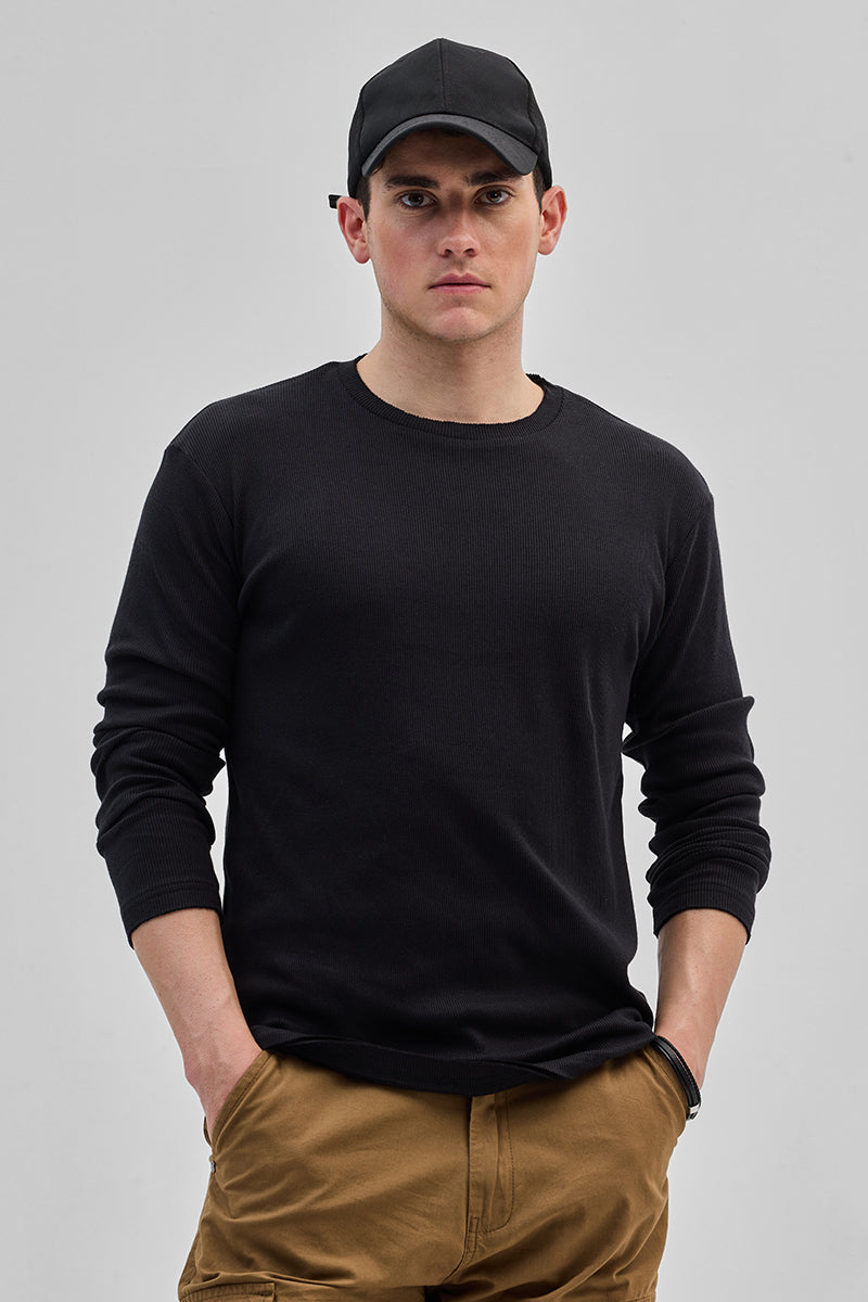 Black Textured Sweatshirt