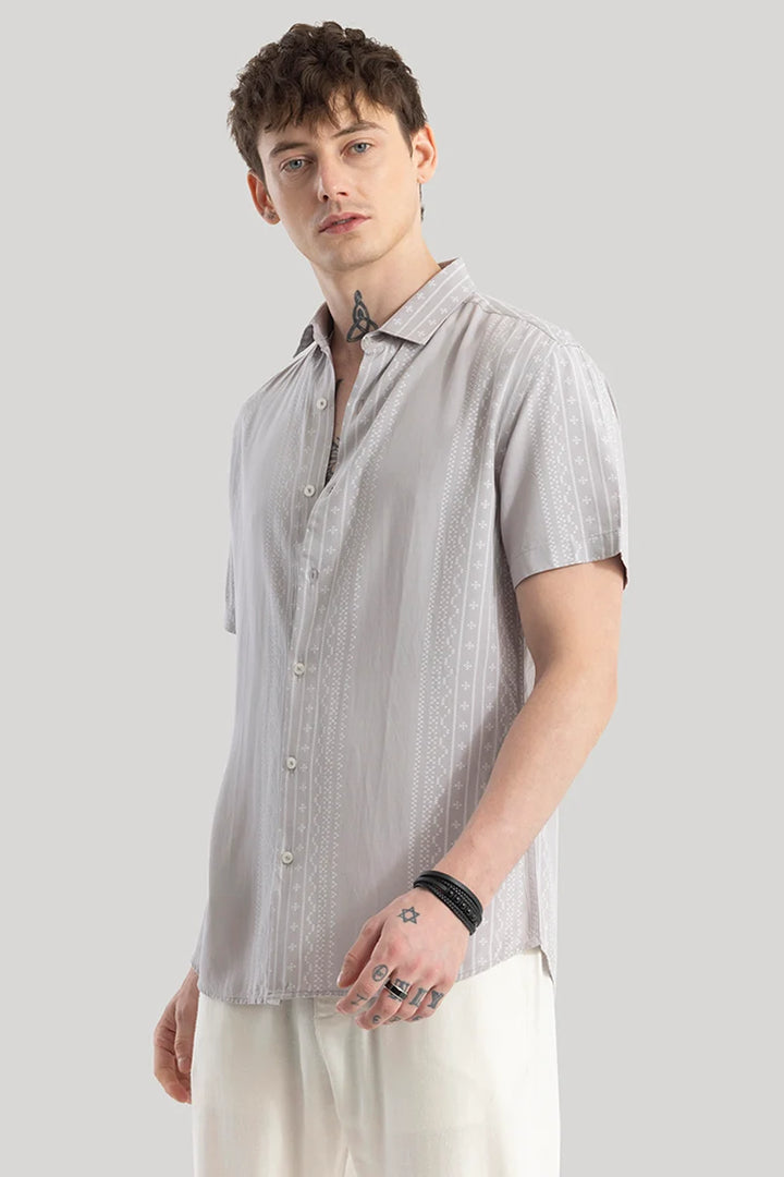 Kolam Light Grey Geometric Shirt