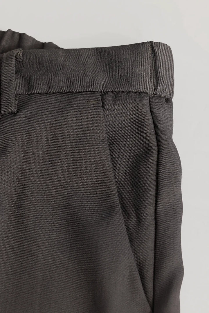 Grey Plain Relaxed Fit Trousers