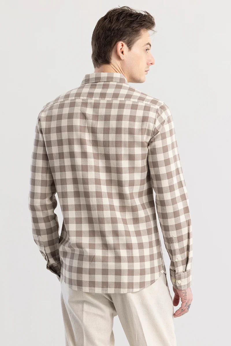 Elysium Brown Linen Checks Shirt