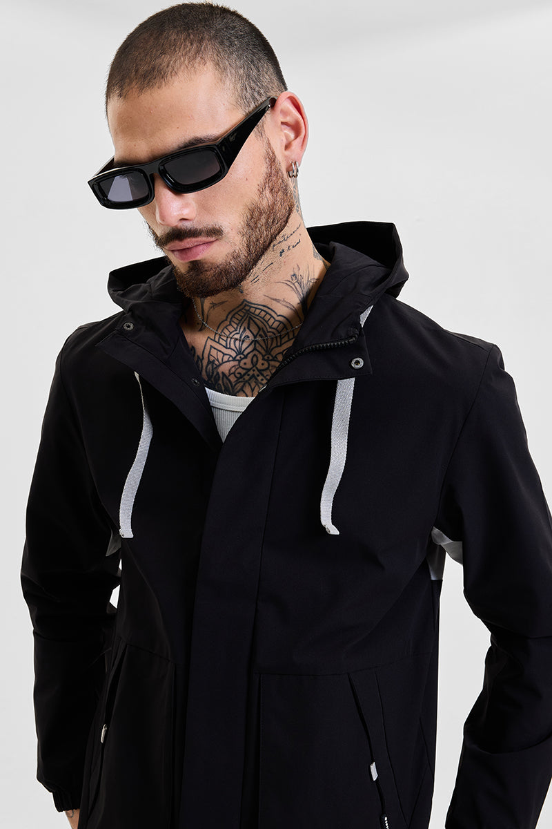 Black Reflective Relaxed Fit Jacket