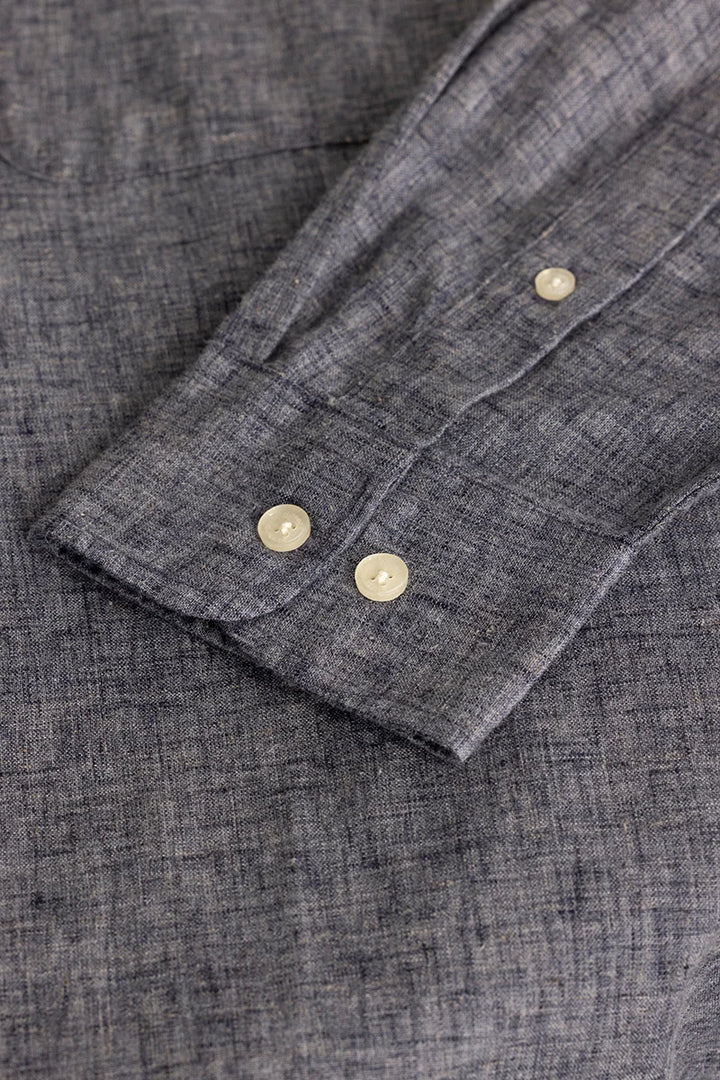 Grey Linen Blend Plus Size Shirt