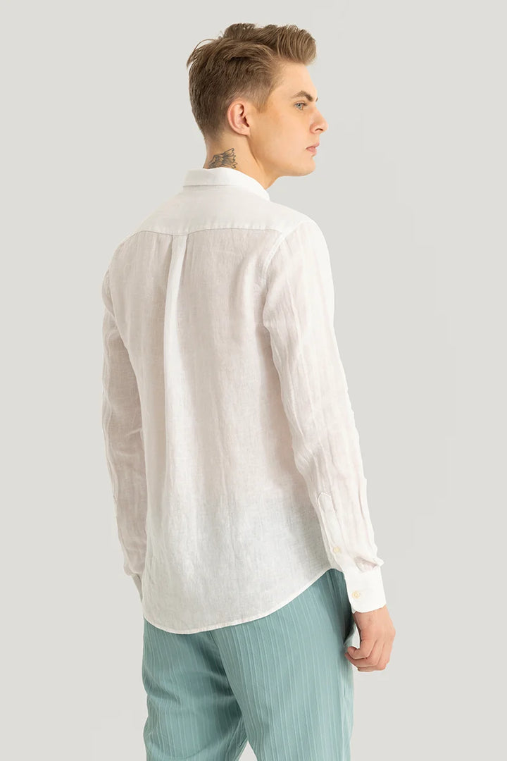 Elementary White Plain Pure Linen Shirt